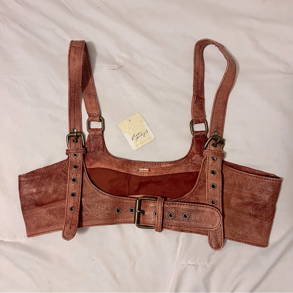 Free People Rebel Leather Harness in Cognac